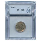 1919-S Buffalo Nickel ICG VG8 - Tough Date