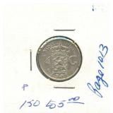 1941-P Netherlands East Indies Silver 1/4 Gulden