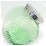 * Vintage Green Starburst Jar with Metal Lid