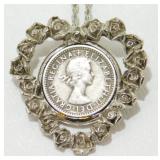 Necklace with 6 Pence Coin Pendant