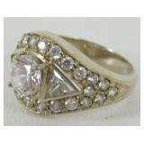 Vintage Sterling Silver Diamonique Cocktail Ring