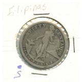 1907-S Philippines Silver Fifty Centavos