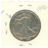 1942 Walking Liberty Silver Half Dollar