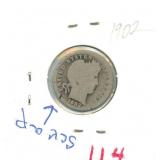 1902 Barber Silver Dime