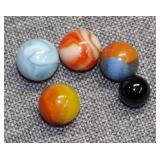 5 Vintage Akro Agate Marbles