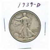 1939-D Walking Liberty Silver Half Dollar