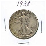 1938 Walking Liberty Silver Half Dollar