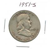 1951-S Franklin Silver Half Dollar