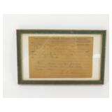 Antique 1889 Framed Western Union Telegraph