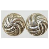 Vintage Sterling Silver Dome Swirled Earrings -