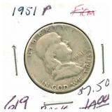 1951 Franklin Silver Half Dollar