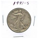 1941-S Walking Liberty Silver Half Dollar