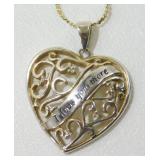 2 Tone Sterling Silver I Love You More Pendant On