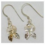 Sterling Silver Diamond Cut Rose Earrings - 1ï¿½