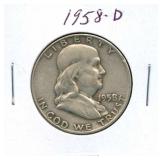1958-D Franklin Silver Half Dollar