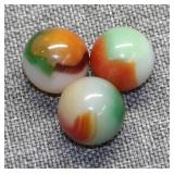 (3) Vintage Akro Agate Tri-Color Marbles