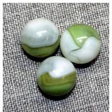 (3) Vitro Agate Conqueror Green and White Marbles