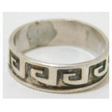 Vintage Sterling Silver Greek Key Design Ring -
