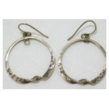 Vintage Sterling Silver Twisted Hammered Hoop