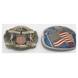 2 Vintage Patriotic Belt Buckles