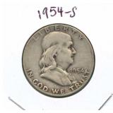 1954-S Franklin Silver Half Dollar