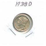 1938-D Mercury Silver Dime