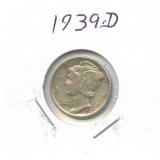 1939-D Mercury Silver Dime