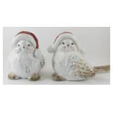 ** Set of 2 Oversized 12" Tall Holiday Snow Bird