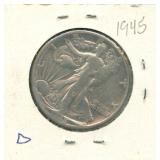 1945-D Walking Liberty Silver Half Dollar