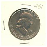 1951 Franklin Silver Half Dollar