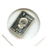 One Gram Silver Skull Bar - .999 Fine Silver
