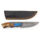 New Dragon Scale Drop Point Knife with Leather