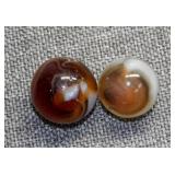 (2) Vintage Opaque Amber Orange White Marbles