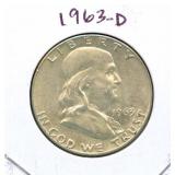 1963-D Franklin Silver Half Dollar