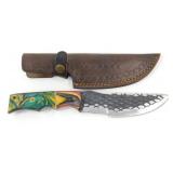 New Dragon Scale Drop Point Knife with Leather