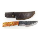 New Dragon Scale Drop Point Knife with Leather