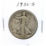 1936-S Walking Liberty Silver Half Dollar