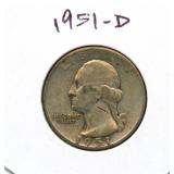 1951-D Washington Silver Quarter