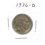 1936-D Buffalo Nickel