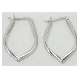 Sterling Silver Unique Shaped Hoop Earrings -