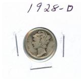 1928-D Mercury Silver Dime