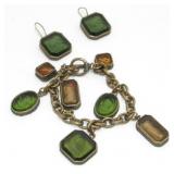 XTA IA Matching Bracelet & Earrings with Carved