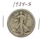 1934-S Walking Liberty Silver Half Dollar