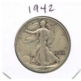 1942 Walking Liberty Silver Half Dollar