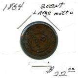 1864 2 Cent Piece Large Motto Civil War Coin