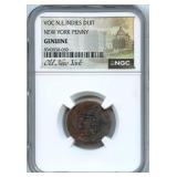 1734 VOC N.E. Indies Duit New York Penny NGC