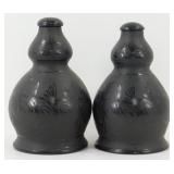 * 2 Black on Black (Barro Negro) Pottery Bulbous