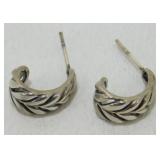 Vintage Sterling Silver Half Hoop Earrings - ï¿½ï¿½