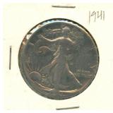 1941 Walking Liberty Silver Half Dollar