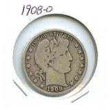 1908-O Barber Silver Half Dollar